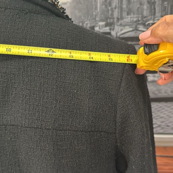 Nanette Lepore Women’s Jacket Blazer Tweed Black White Pearl Button Medium - Picture 4 of 9